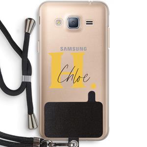 CaseCompany Amber Script: Samsung Galaxy J3 (2016) Transparant Hoesje met koord