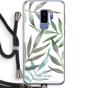 CaseCompany Tropical watercolor leaves: Samsung Galaxy S9 Plus Transparant Hoesje met koord