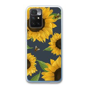 CaseCompany Sunflower and bees: Xiaomi Redmi 10 Transparant Hoesje