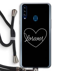 CaseCompany Forever heart black: Samsung Galaxy A20s Transparant Hoesje met koord