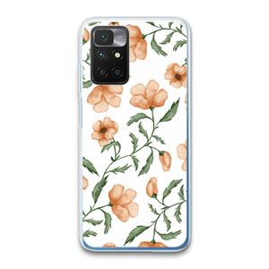 CaseCompany Peachy flowers: Xiaomi Redmi 10 Transparant Hoesje