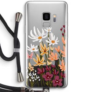 CaseCompany Painted wildflowers: Samsung Galaxy S9 Transparant Hoesje met koord