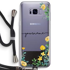 CaseCompany Gele bloemen: Samsung Galaxy S8 Plus Transparant Hoesje met koord