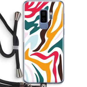 CaseCompany Colored Zebra: Samsung Galaxy S9 Plus Transparant Hoesje met koord