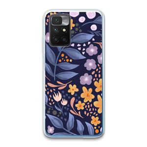 CaseCompany Flowers with blue leaves: Xiaomi Redmi 10 Transparant Hoesje