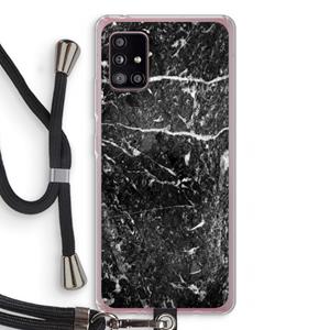 CaseCompany Zwart marmer: Samsung Galaxy A51 5G Transparant Hoesje met koord