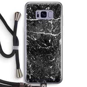 CaseCompany Zwart marmer: Samsung Galaxy S8 Plus Transparant Hoesje met koord