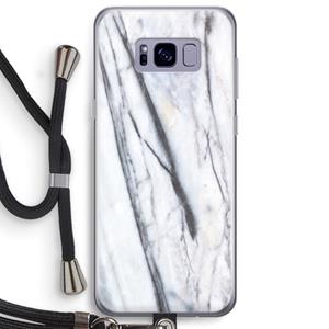 CaseCompany Gestreepte marmer: Samsung Galaxy S8 Plus Transparant Hoesje met koord
