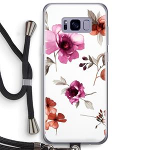 CaseCompany Geschilderde bloemen: Samsung Galaxy S8 Plus Transparant Hoesje met koord