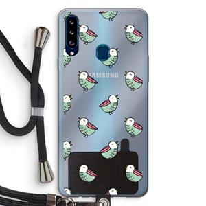 CaseCompany Vogeltjes: Samsung Galaxy A20s Transparant Hoesje met koord
