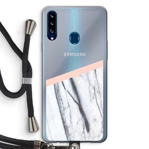 CaseCompany A touch of peach: Samsung Galaxy A20s Transparant Hoesje met koord