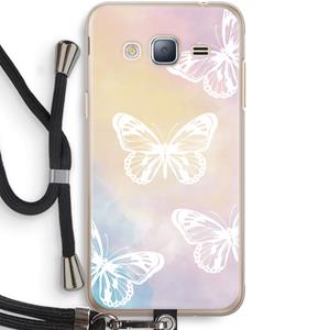 CaseCompany White butterfly: Samsung Galaxy J3 (2016) Transparant Hoesje met koord