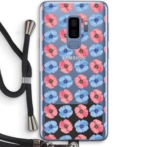 CaseCompany Klaproosjes: Samsung Galaxy S9 Plus Transparant Hoesje met koord