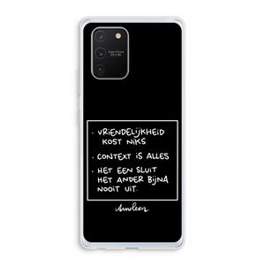 CaseCompany Mijn Motto's: Samsung Galaxy S10 Lite Transparant Hoesje