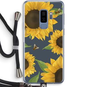 CaseCompany Sunflower and bees: Samsung Galaxy S9 Plus Transparant Hoesje met koord