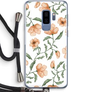 CaseCompany Peachy flowers: Samsung Galaxy S9 Plus Transparant Hoesje met koord