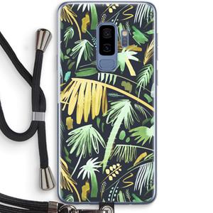 CaseCompany Tropical Palms Dark: Samsung Galaxy S9 Plus Transparant Hoesje met koord