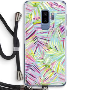 CaseCompany Tropical Palms Blue: Samsung Galaxy S9 Plus Transparant Hoesje met koord