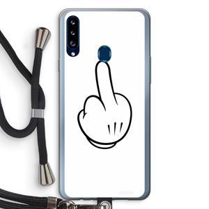 CaseCompany Middle finger white: Samsung Galaxy A20s Transparant Hoesje met koord