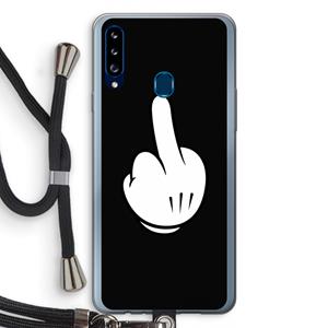 CaseCompany Middle finger black: Samsung Galaxy A20s Transparant Hoesje met koord