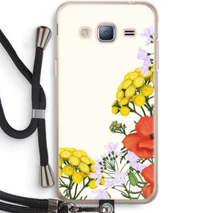 CaseCompany Wilde bloemen: Samsung Galaxy J3 (2016) Transparant Hoesje met koord