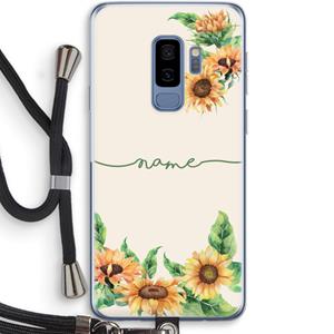 CaseCompany Zonnebloemen: Samsung Galaxy S9 Plus Transparant Hoesje met koord