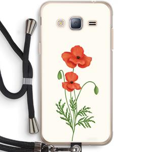 CaseCompany Red poppy: Samsung Galaxy J3 (2016) Transparant Hoesje met koord