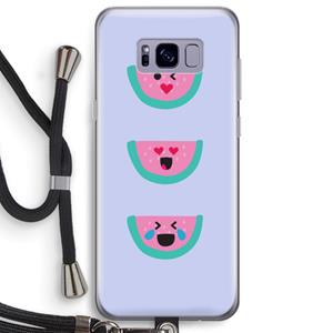 CaseCompany Smiley watermeloen: Samsung Galaxy S8 Plus Transparant Hoesje met koord