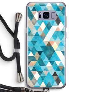 CaseCompany Gekleurde driehoekjes blauw: Samsung Galaxy S8 Plus Transparant Hoesje met koord