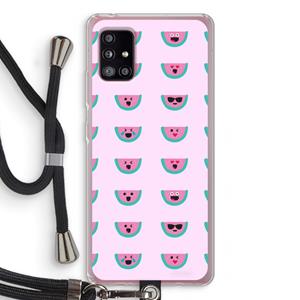 CaseCompany Smiley watermeloenprint: Samsung Galaxy A51 5G Transparant Hoesje met koord