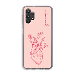 CaseCompany Blooming Heart: Samsung Galaxy A32 5G Transparant Hoesje