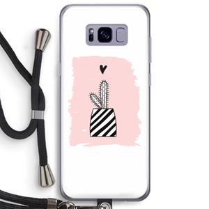 CaseCompany Zwart-wit cactus: Samsung Galaxy S8 Plus Transparant Hoesje met koord