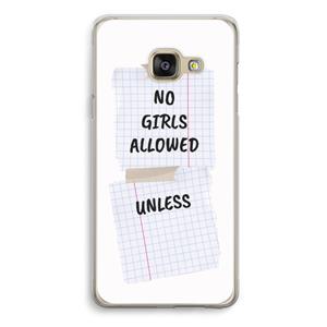 CaseCompany No Girls Allowed Unless: Samsung Galaxy A3 (2016) Transparant Hoesje