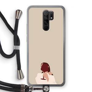 CaseCompany I drink wine: Xiaomi Redmi 9 Transparant Hoesje met koord