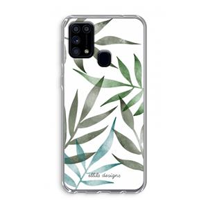 CaseCompany Tropical watercolor leaves: Samsung Galaxy M31 Transparant Hoesje