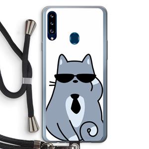 CaseCompany Cool cat: Samsung Galaxy A20s Transparant Hoesje met koord