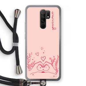 CaseCompany Love is in the air: Xiaomi Redmi 9 Transparant Hoesje met koord
