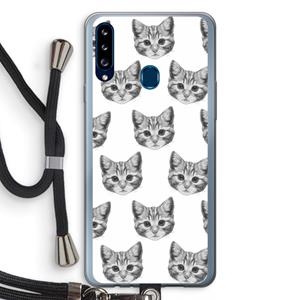 CaseCompany Kitten: Samsung Galaxy A20s Transparant Hoesje met koord