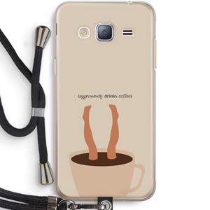 CaseCompany Aggressively drinks coffee: Samsung Galaxy J3 (2016) Transparant Hoesje met koord
