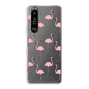 CaseCompany Anything Flamingoes: Sony Xperia 1 III Transparant Hoesje