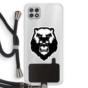 CaseCompany Angry Bear (white): Samsung Galaxy A22 4G Transparant Hoesje met koord