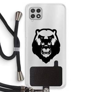 CaseCompany Angry Bear (black): Samsung Galaxy A22 4G Transparant Hoesje met koord