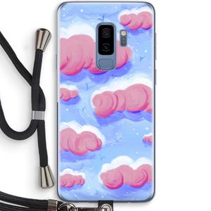 CaseCompany Roze wolken met vogels: Samsung Galaxy S9 Plus Transparant Hoesje met koord