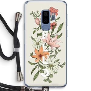 CaseCompany Hello bloemen: Samsung Galaxy S9 Plus Transparant Hoesje met koord