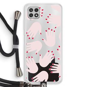 CaseCompany Hands pink: Samsung Galaxy A22 4G Transparant Hoesje met koord