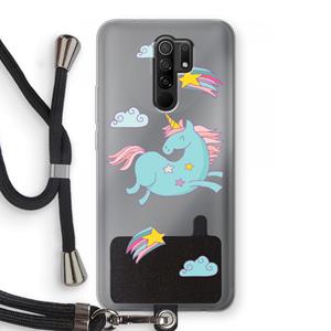 CaseCompany Vliegende eenhoorn: Xiaomi Redmi 9 Transparant Hoesje met koord