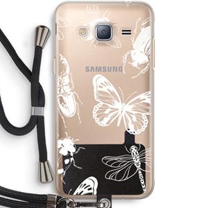 CaseCompany Tiny Bugs: Samsung Galaxy J3 (2016) Transparant Hoesje met koord