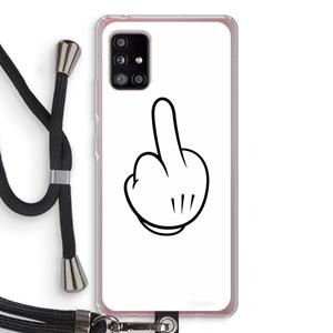 CaseCompany Middle finger white: Samsung Galaxy A51 5G Transparant Hoesje met koord