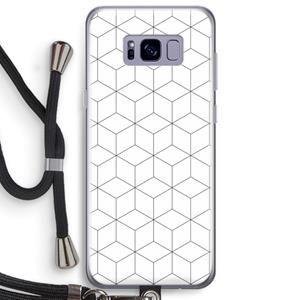 CaseCompany Zwart-witte kubussen: Samsung Galaxy S8 Plus Transparant Hoesje met koord