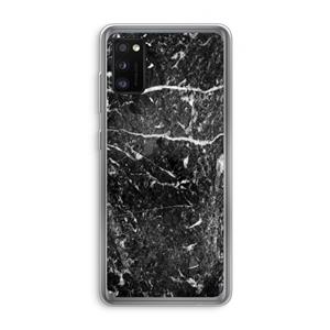 CaseCompany Zwart marmer: Samsung Galaxy A41 Transparant Hoesje